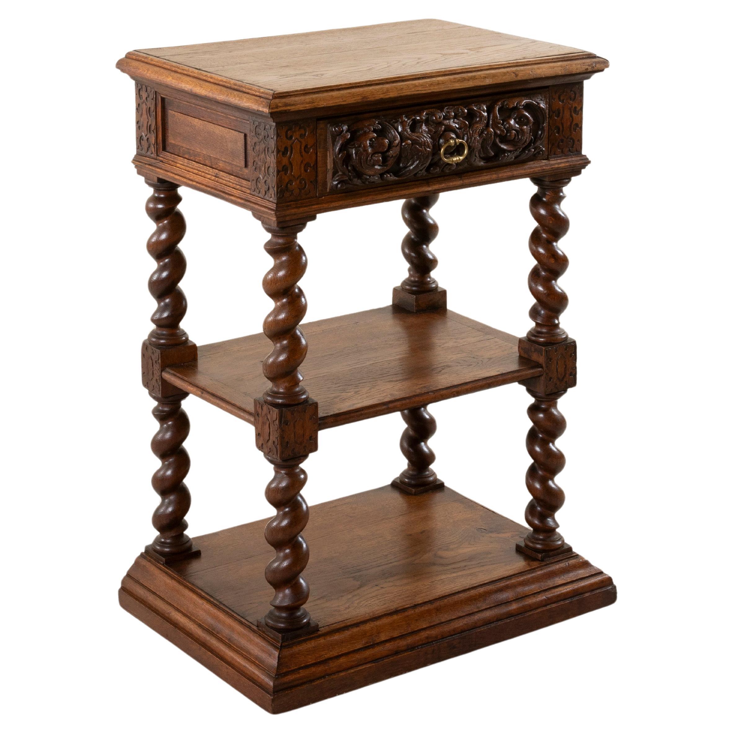 Small French Louis XIII Style Hand-Carved Oak Dessert Buffet, Console c. 1880