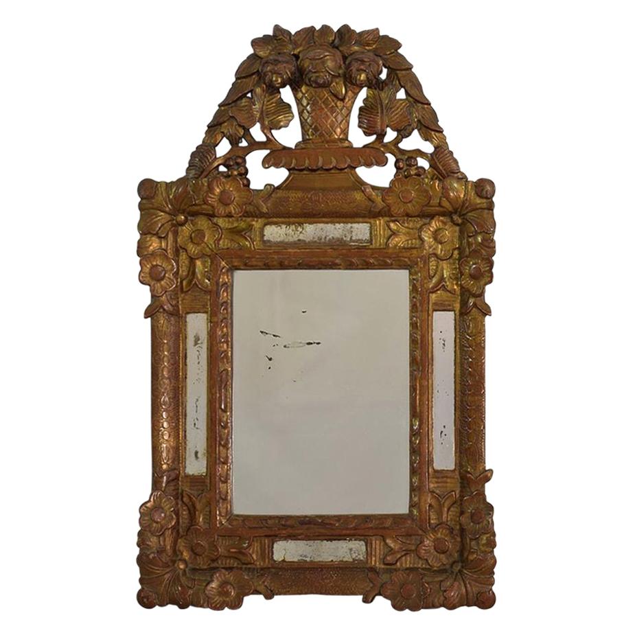 Small French Louis XV Baroque Style Giltwood Mirror