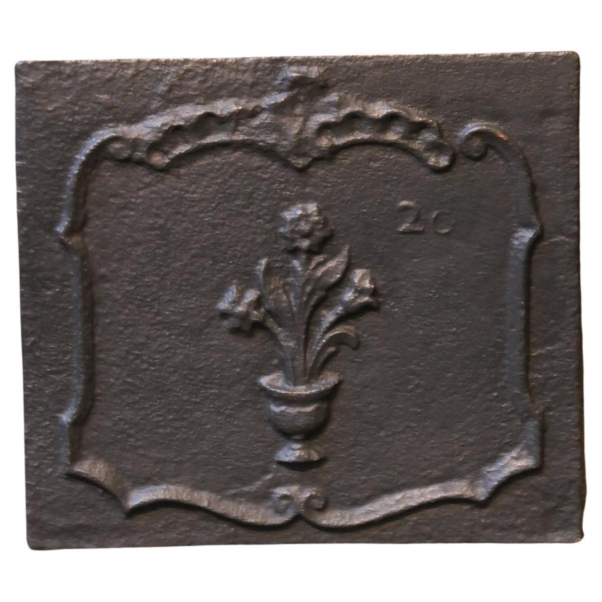 Small French Louis XV 'Flower Basket' Fireback / Backsplash, 18th Century