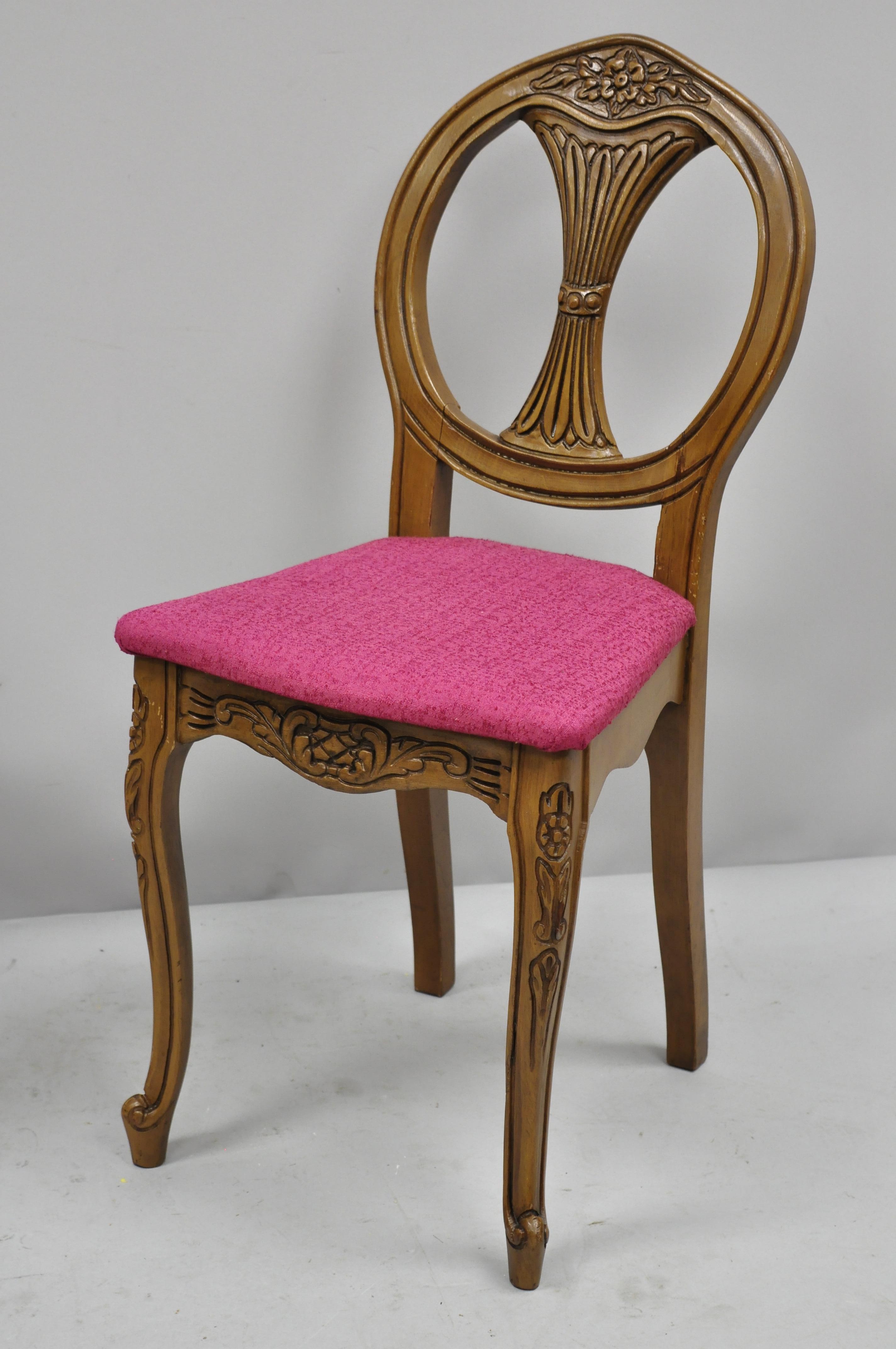 Small Louis XV Inlaid Kidney Bean Petite Desk Vanity Gossip Table with Chair 1