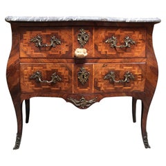18th Century Small French Louis XV Marquetry Commode with Marble Top