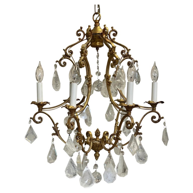 Small French Louis XV Style Gilt Bronze and Rock Crystal Eight Light ...