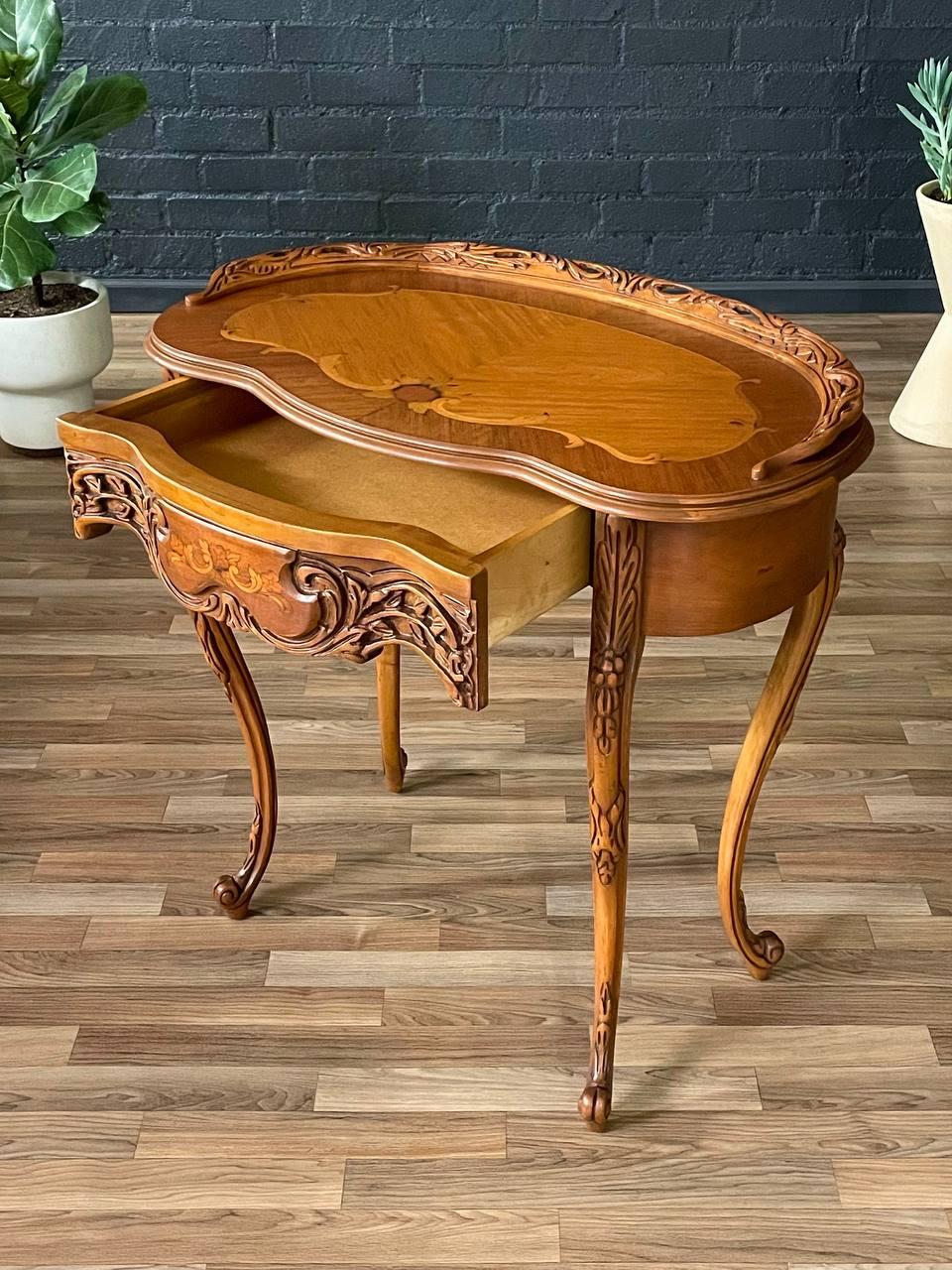 American Small French Louis XV Style Inlaid Vanity Table For Sale