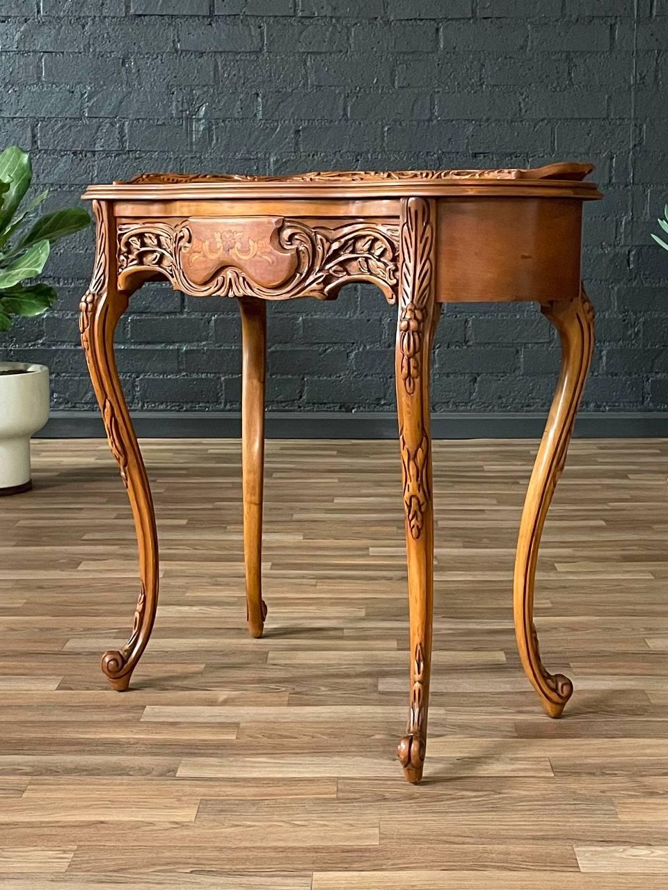 Mid-20th Century Small French Louis XV Style Inlaid Vanity Table For Sale