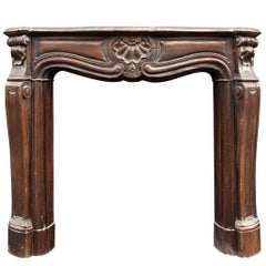Small French Louis XV Style Wood Fireplace