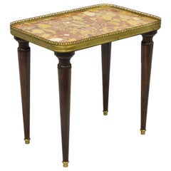 Small French Louis XVI Directoire Style Rouge Marble Top Accent Drink Side Table