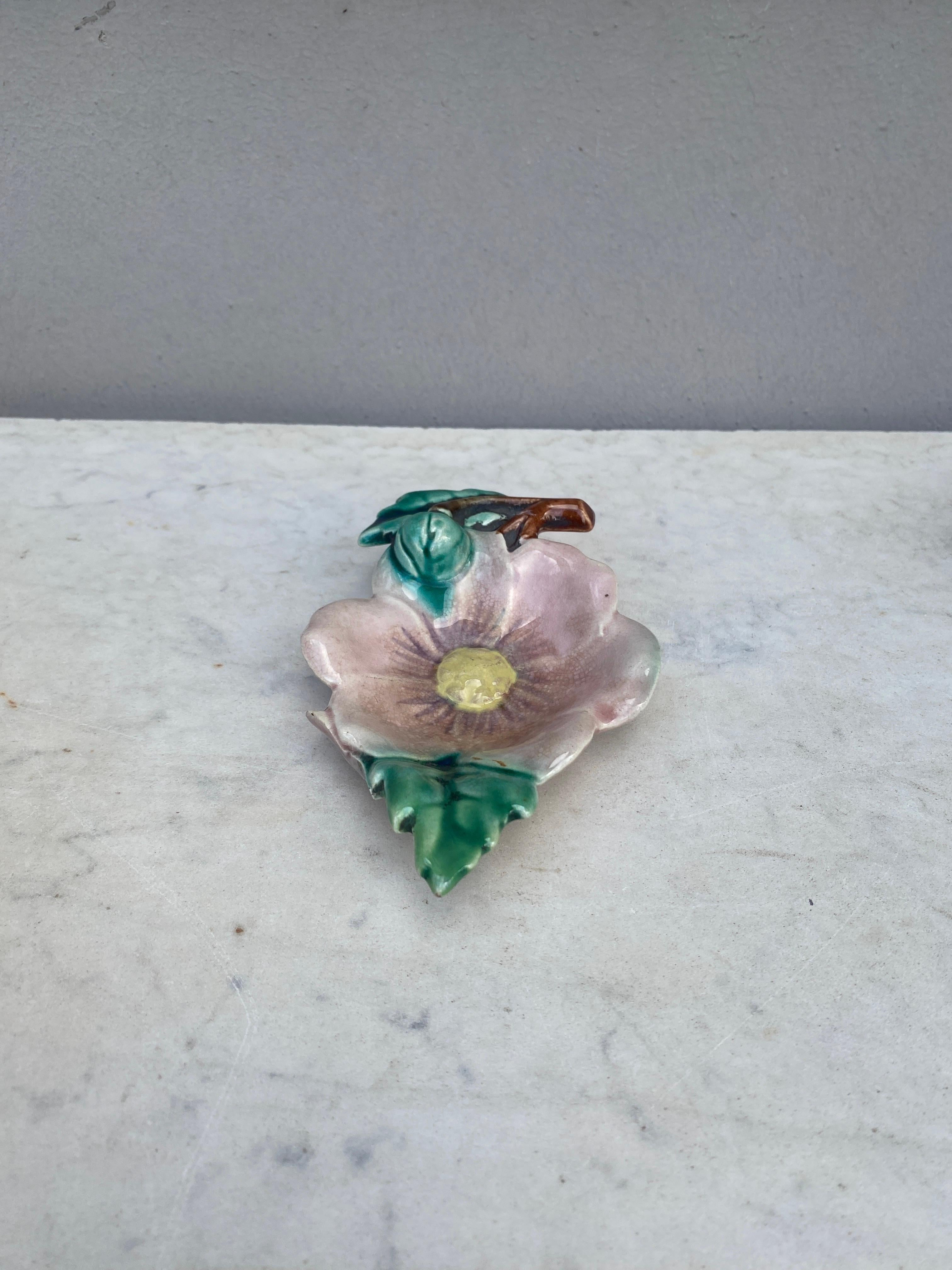 Rustic Small French Majolica Flower Dish Circa 1900 For Sale