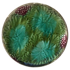 Small French Majolica Leaves Plate Salins circa 1900