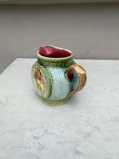 Small French Majolica Lion Pitcher Onnaing, circa 1900