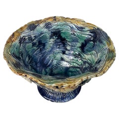 Petit pot à cache Palissy en majolique française Thomas Sergent