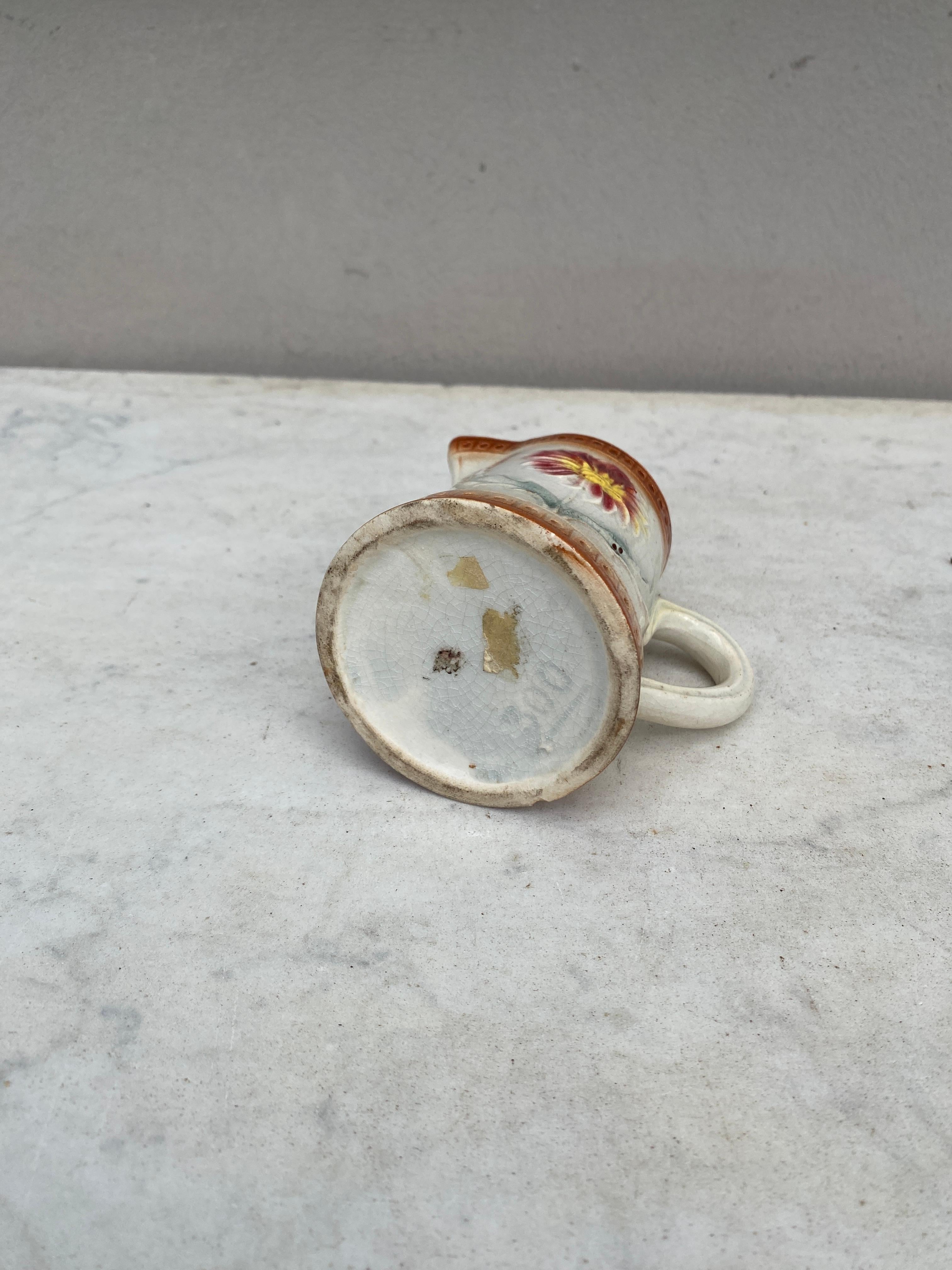 Ceramic Small French Majolica Pitcher Creamer circa 1900 For Sale
