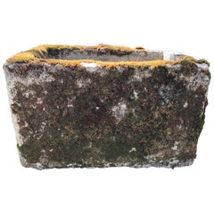 Small French Mossy Hand-Carved Limestone Trough