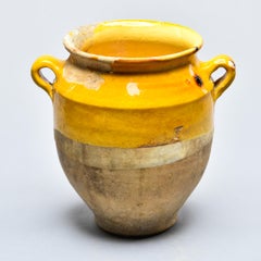 Small French Mustard Color Glazed Confit Jar