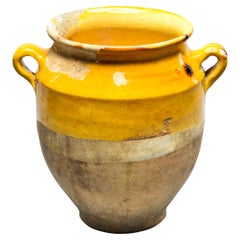 Small French Mustard Color Glazed Confit Jar