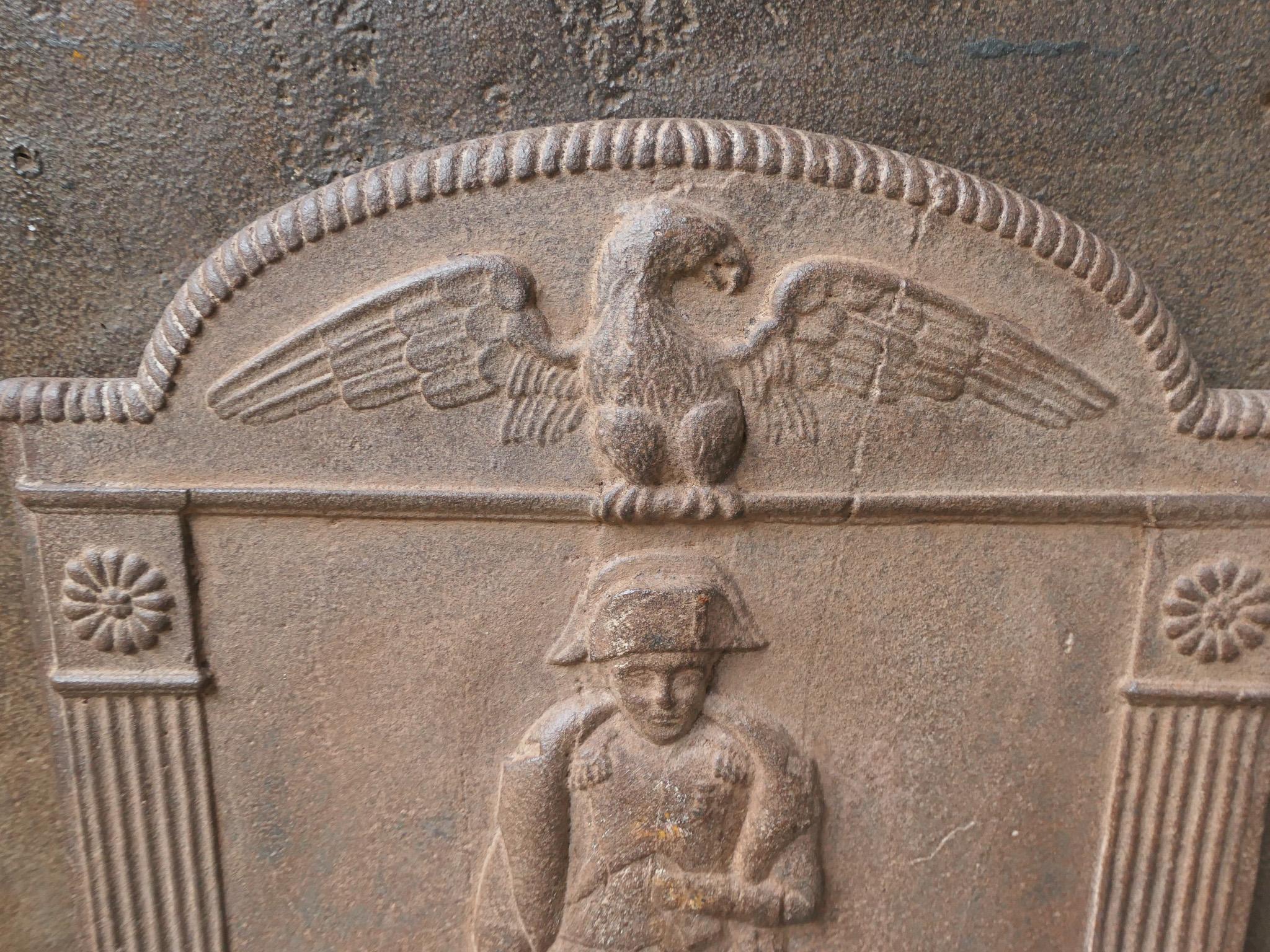 Iron Small French 'Napoleon' Fireback / Backsplash, 19th C. For Sale