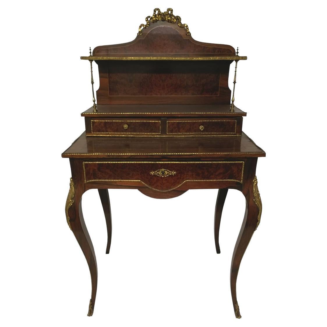 Pequeño gabinete de secretaria de dama francesa Napoleón III del siglo XIX