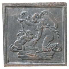 Petite plaque de cheminée / dosseret "Diana" d'époque Napoléon III, 19e siècle