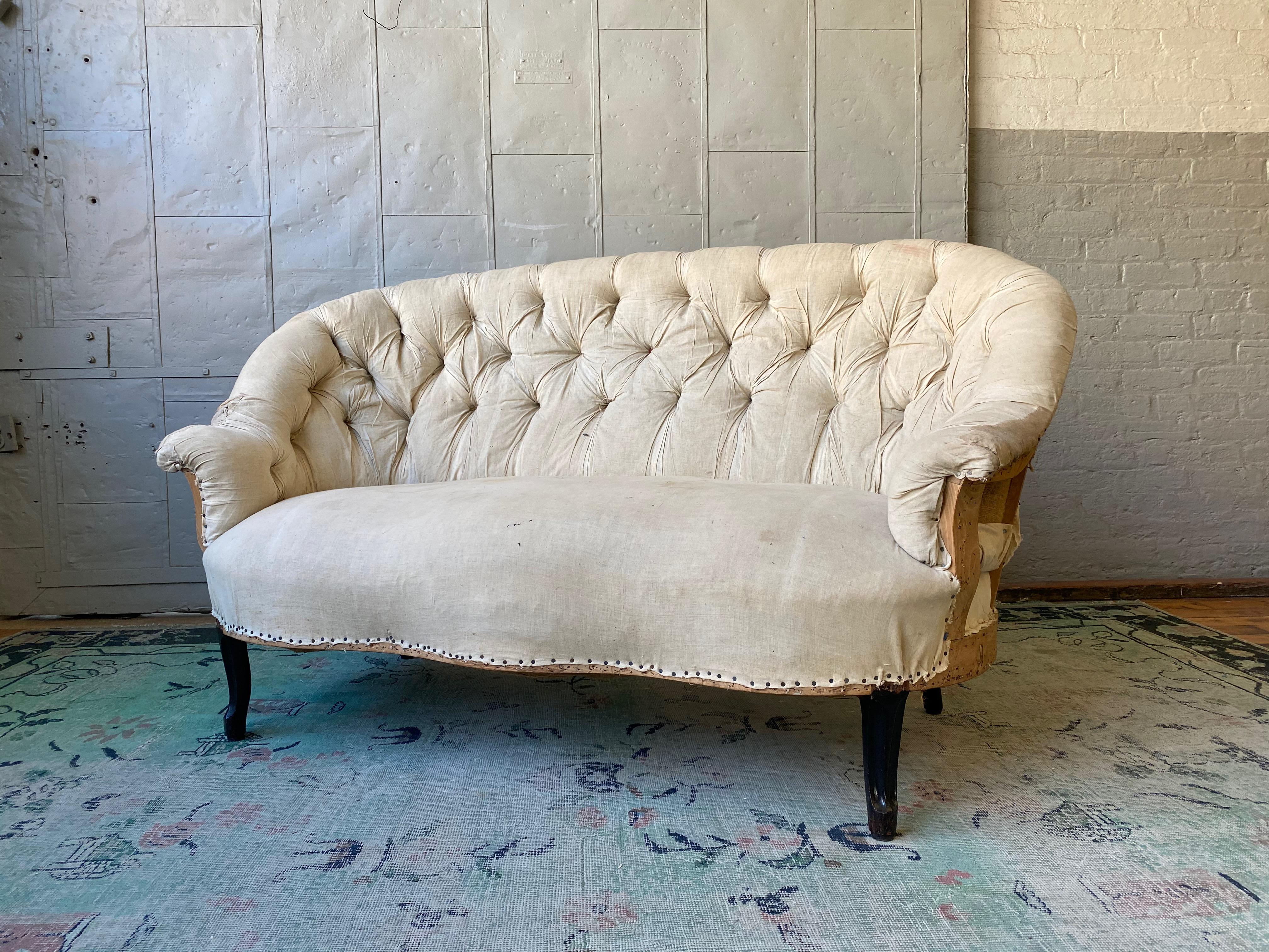 Small French Settee with Tufted Back and Cabriole Legs 2