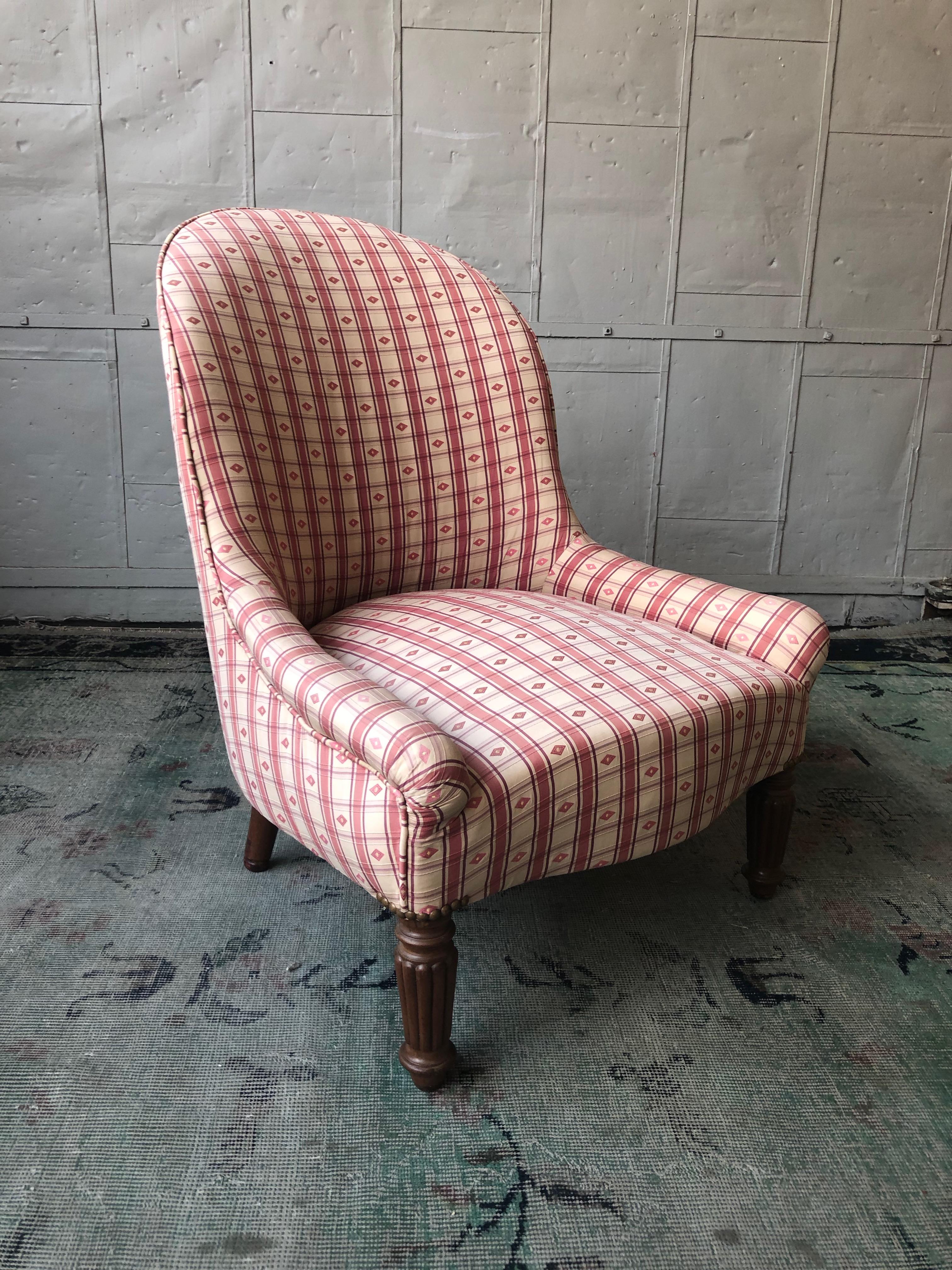 Fabric Small French Napoleon III Style Slipper Chair