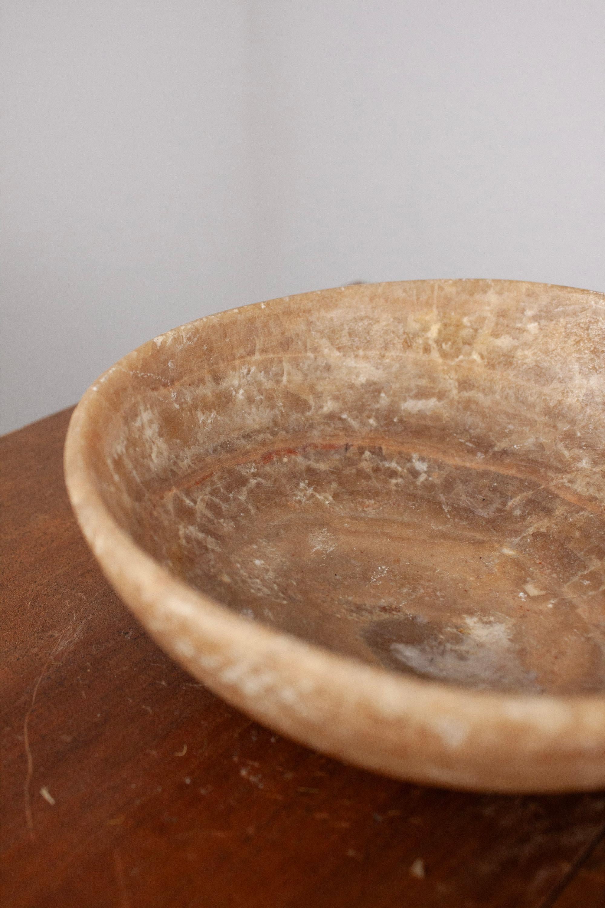 Small French Natural Beige and Brown Marble Stone Bowl For Sale 2