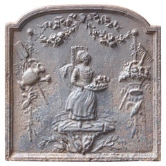 Used Small French Neoclassical 'Gardening' Fireback, 19th Century