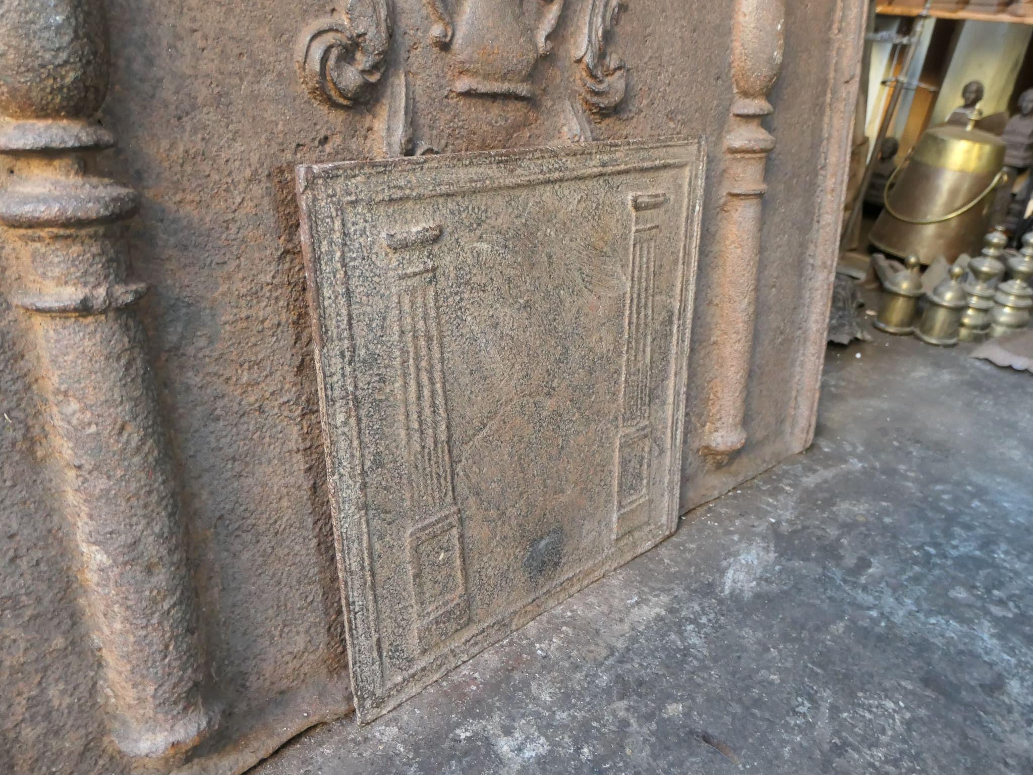 Iron Small French Neoclassical 'Pillars of Freedom' Fireback / Backsplash, 19th C. For Sale