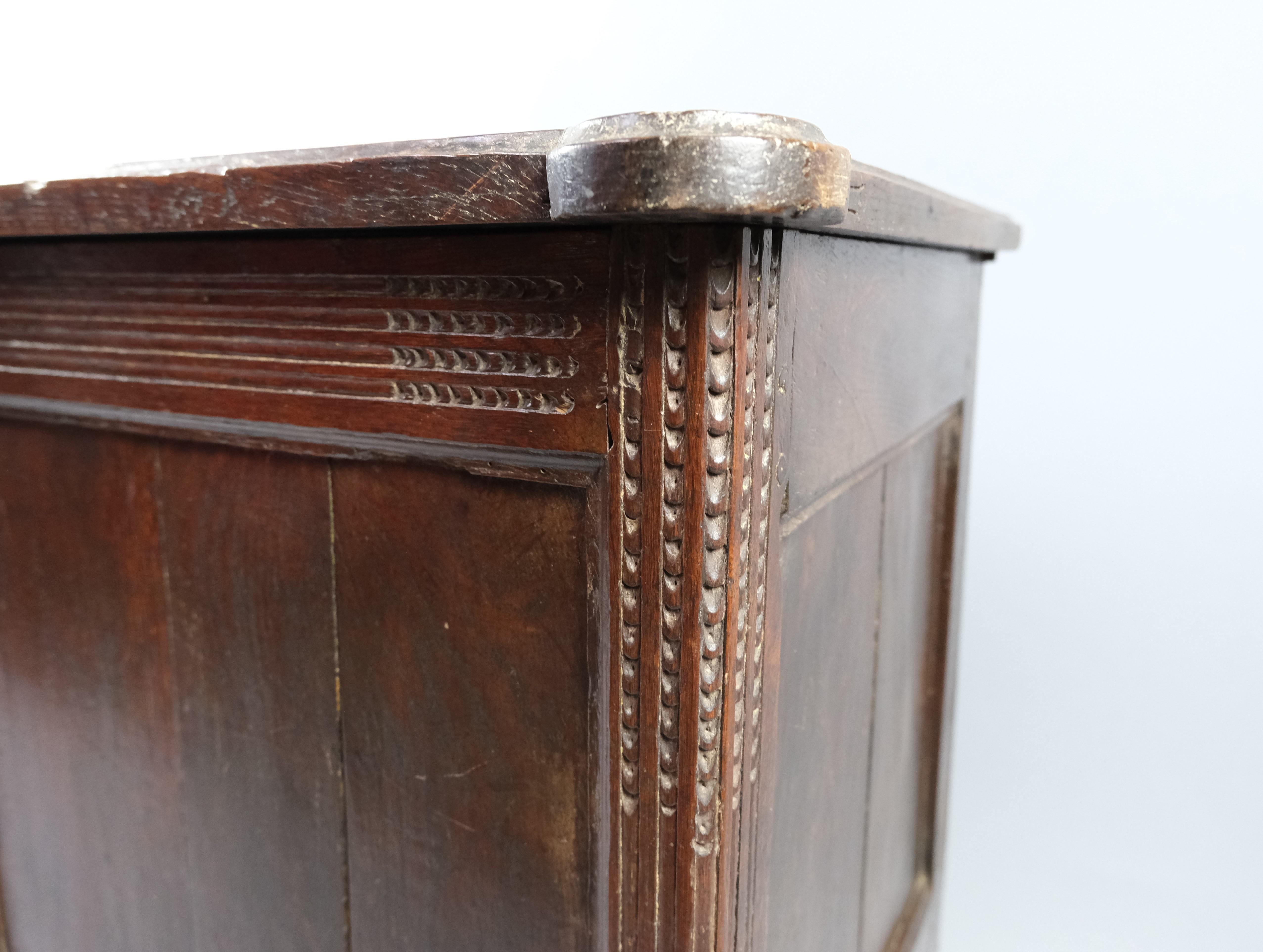 Hand-Carved Small French oak coffer For Sale
