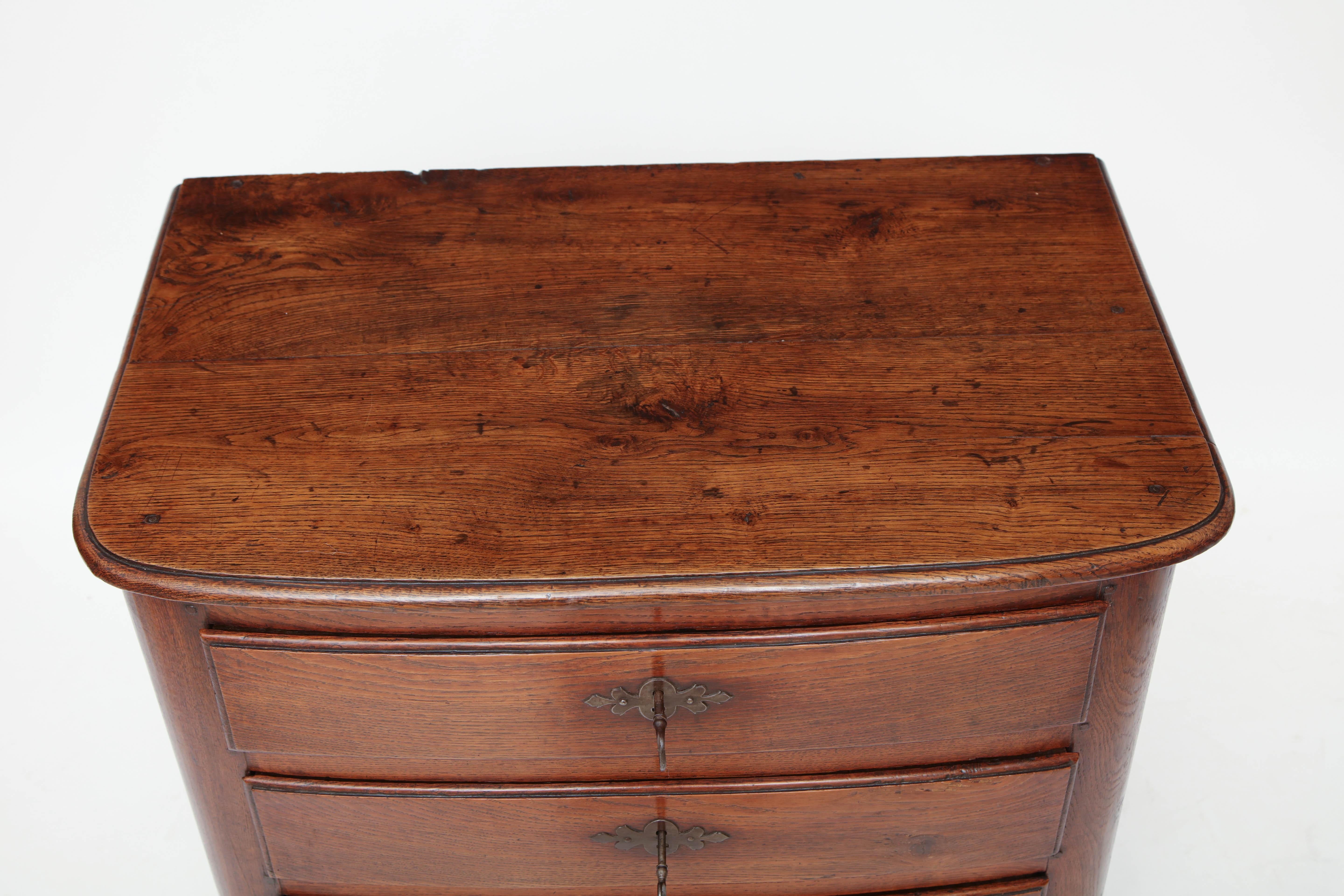 Small French Oak Commode with Three Drawers, circa 18th Century 1