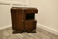 Small French Odeon Style Art Deco Marble Top Oak Cabinet