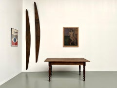 Small french pine farmhouse table with turned legs