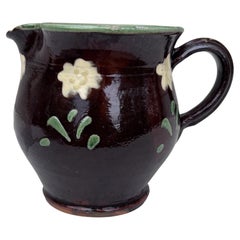 Antique Small French Pottery Pitcher Savoie , Circa 1890