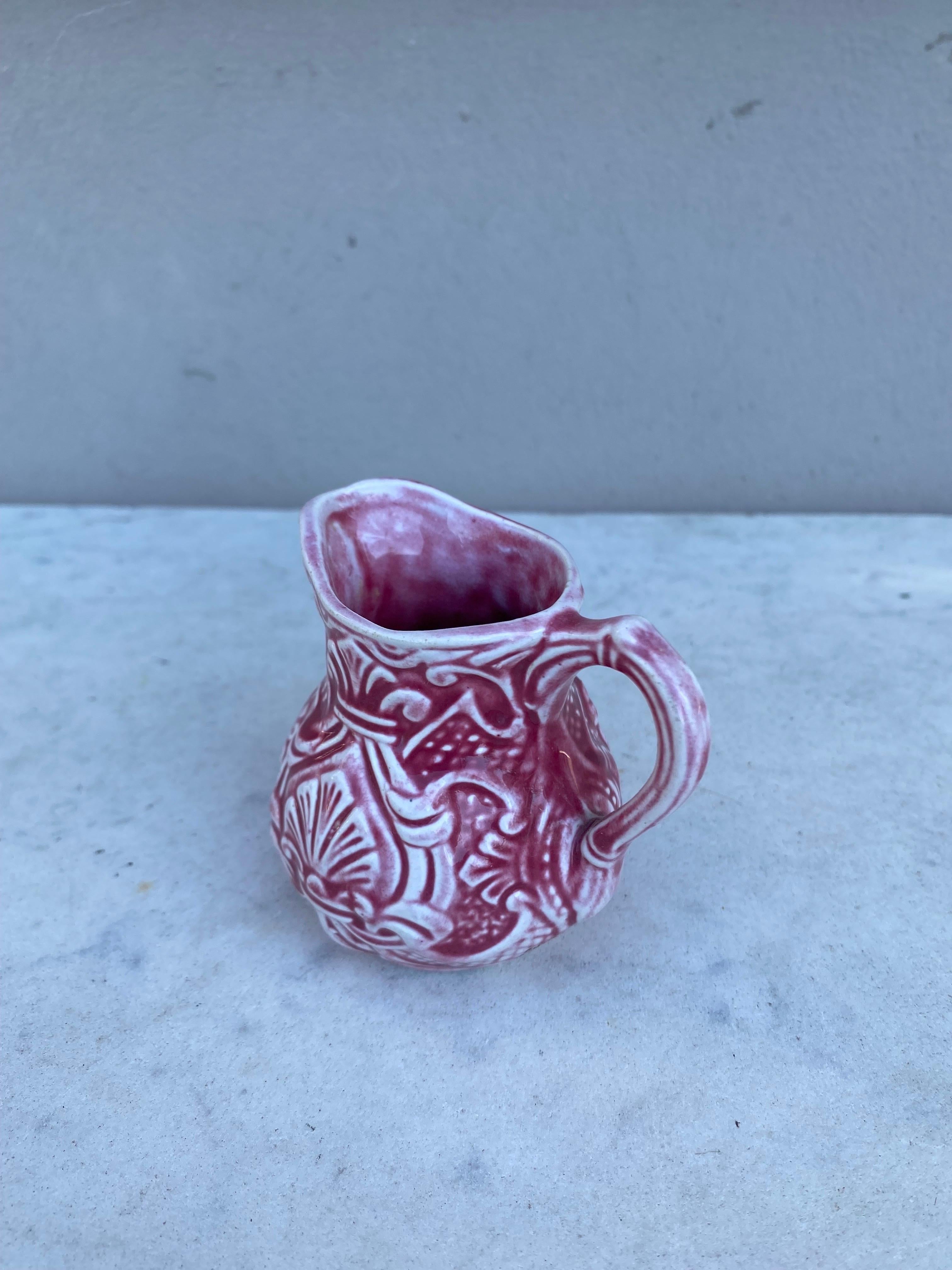 Rustic Small French Red Majolica Creamer Pitcher Onnaing Circa 1920 For Sale