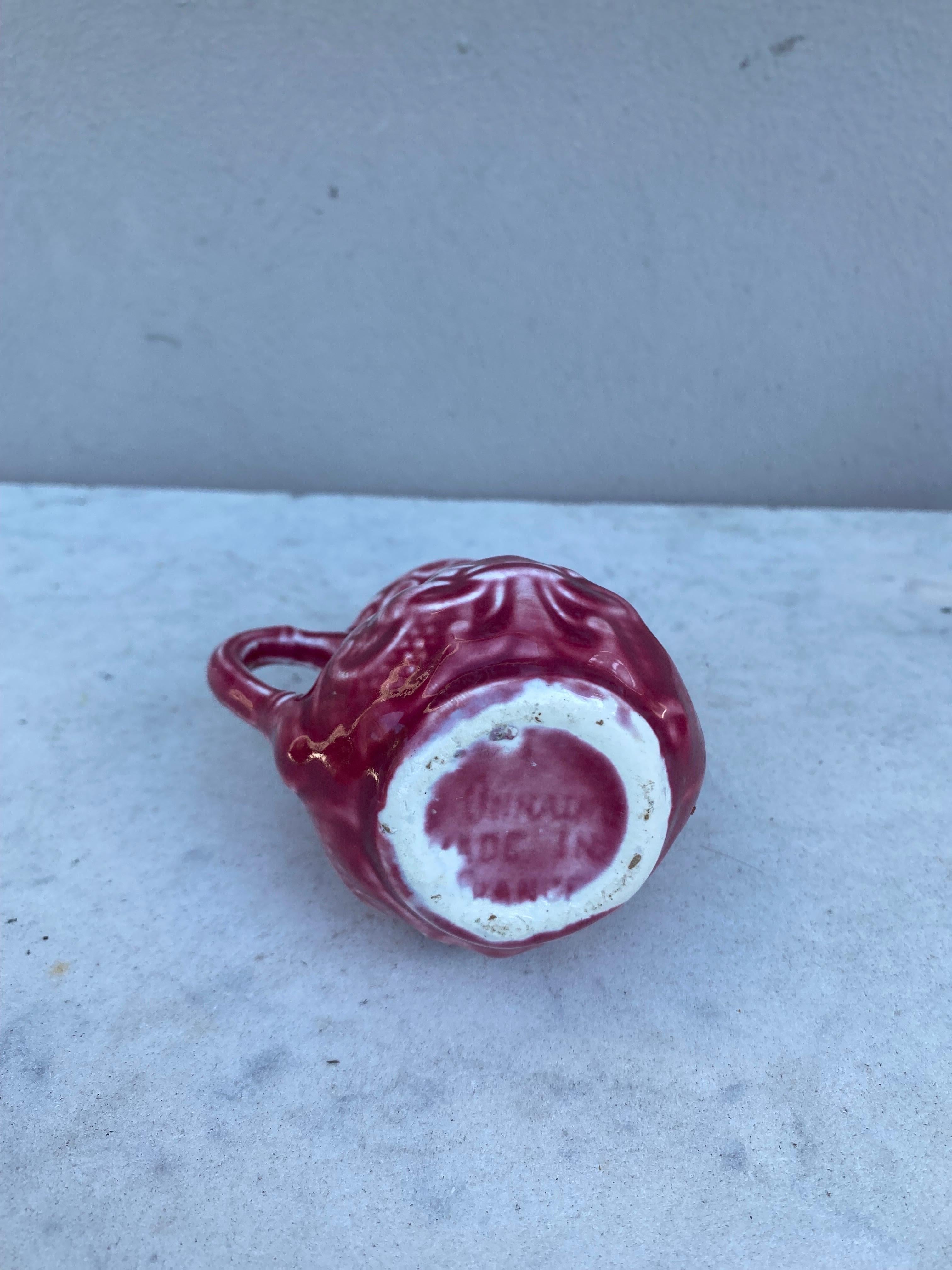 Small French Red Majolica Creamer Pitcher Onnaing, circa 1920 In Good Condition For Sale In Austin, TX