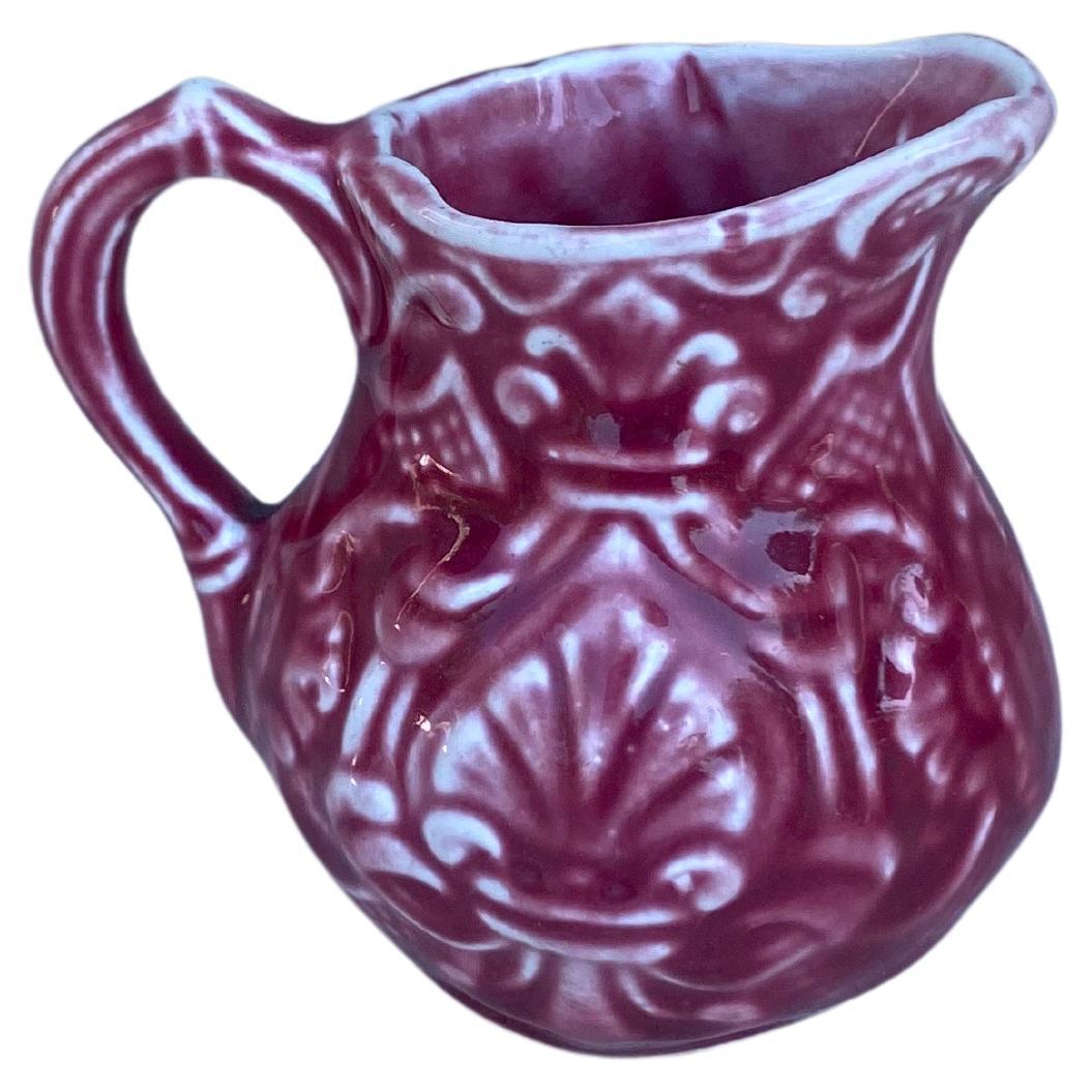 Small French Red Majolica Creamer Pitcher Onnaing, circa 1920 For Sale