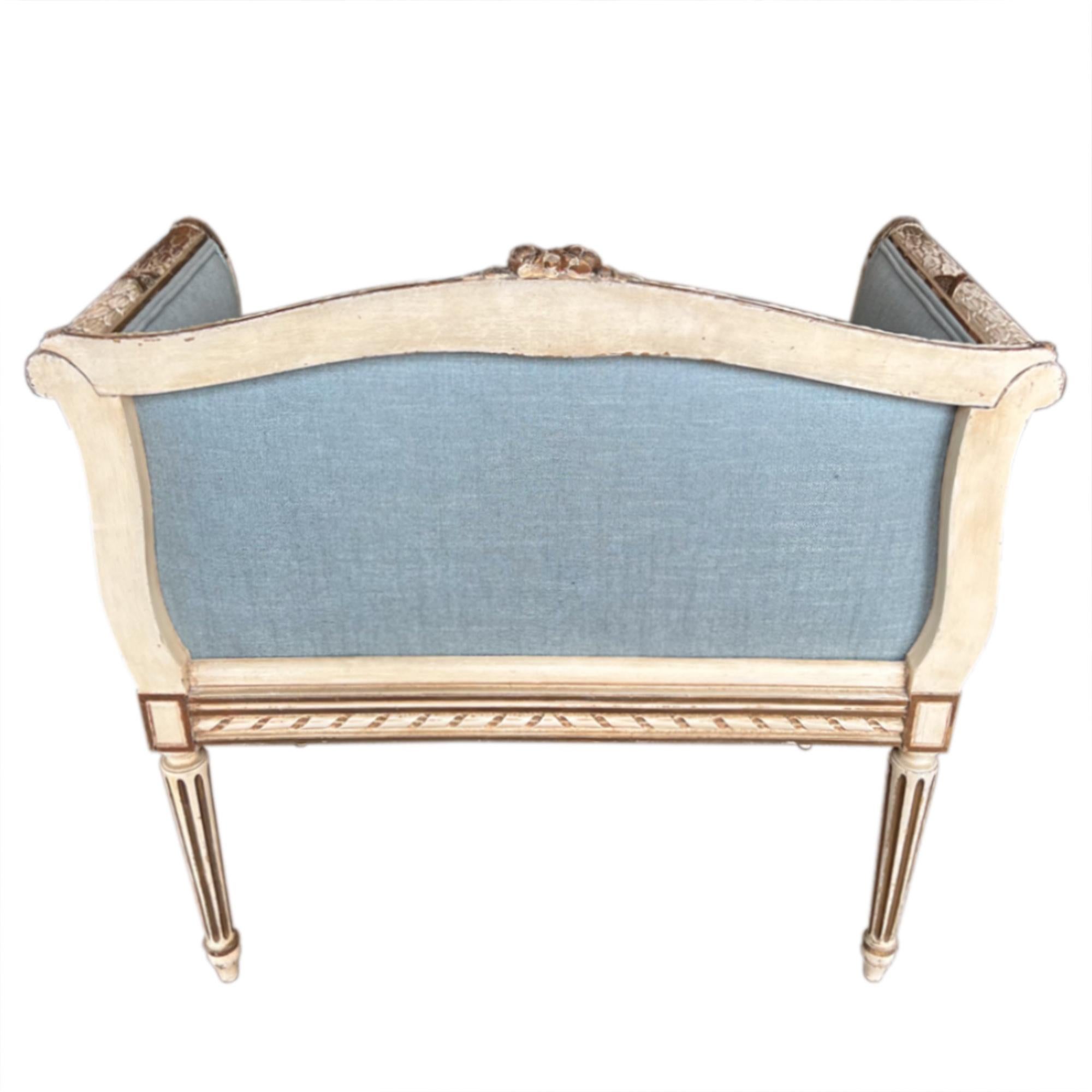 Small French Reupholstered Windowseat, Early 1900s In Good Condition In London, GB