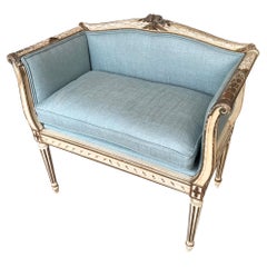 Antique Small French Reupholstered Windowseat, Early 1900s