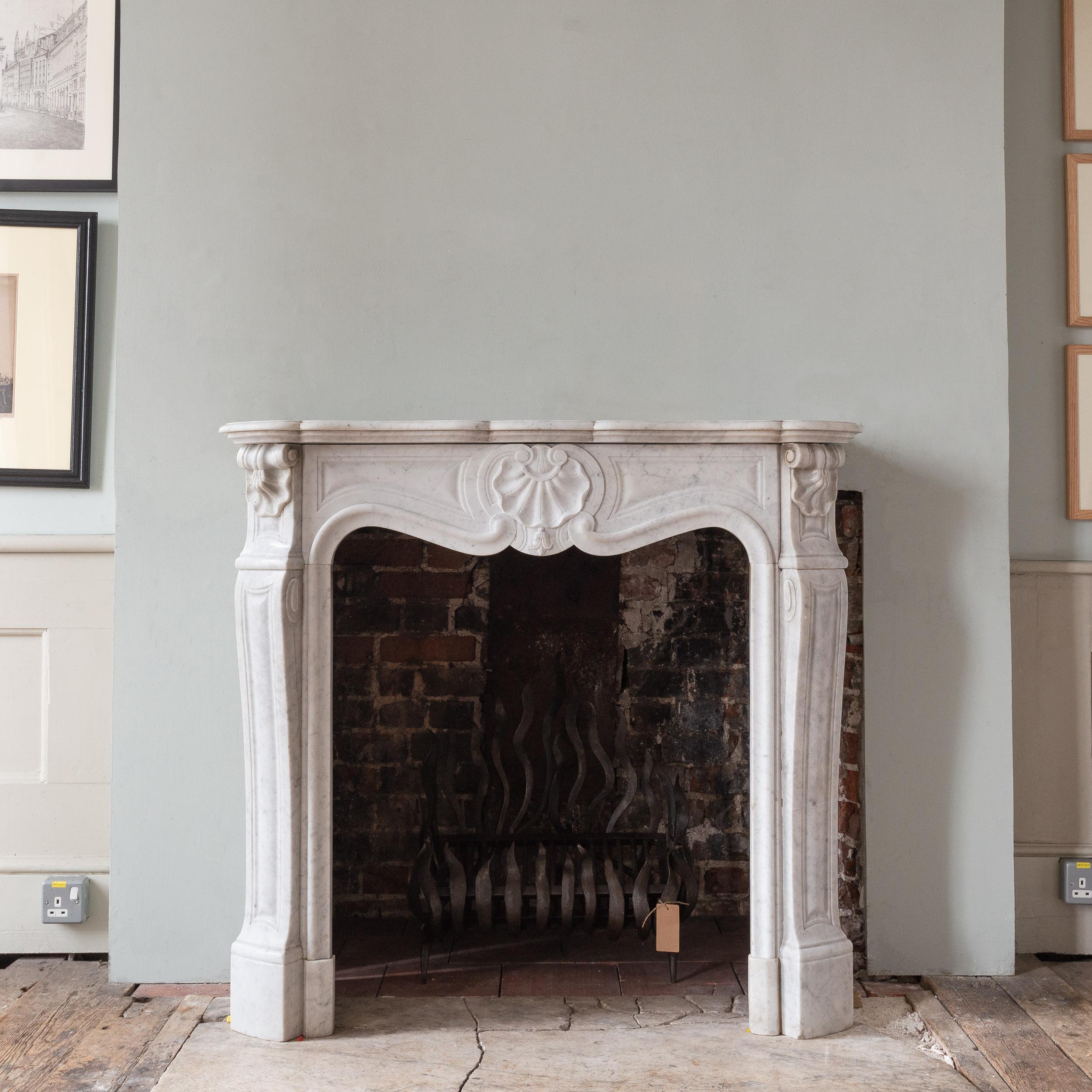 Small French Rococo Carrara Marble Fireplace For Sale 6