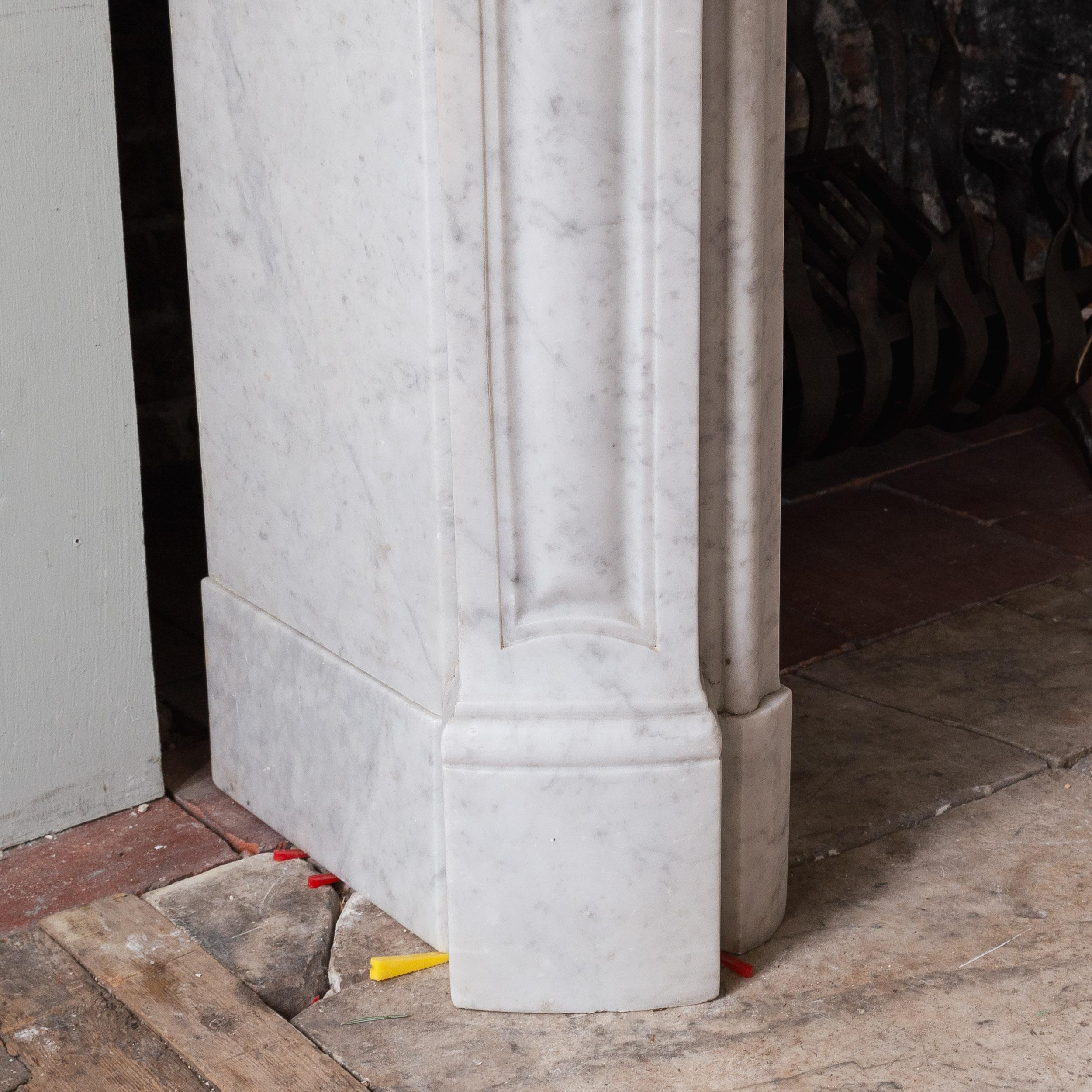 Small French Rococo Carrara Marble Fireplace For Sale 2