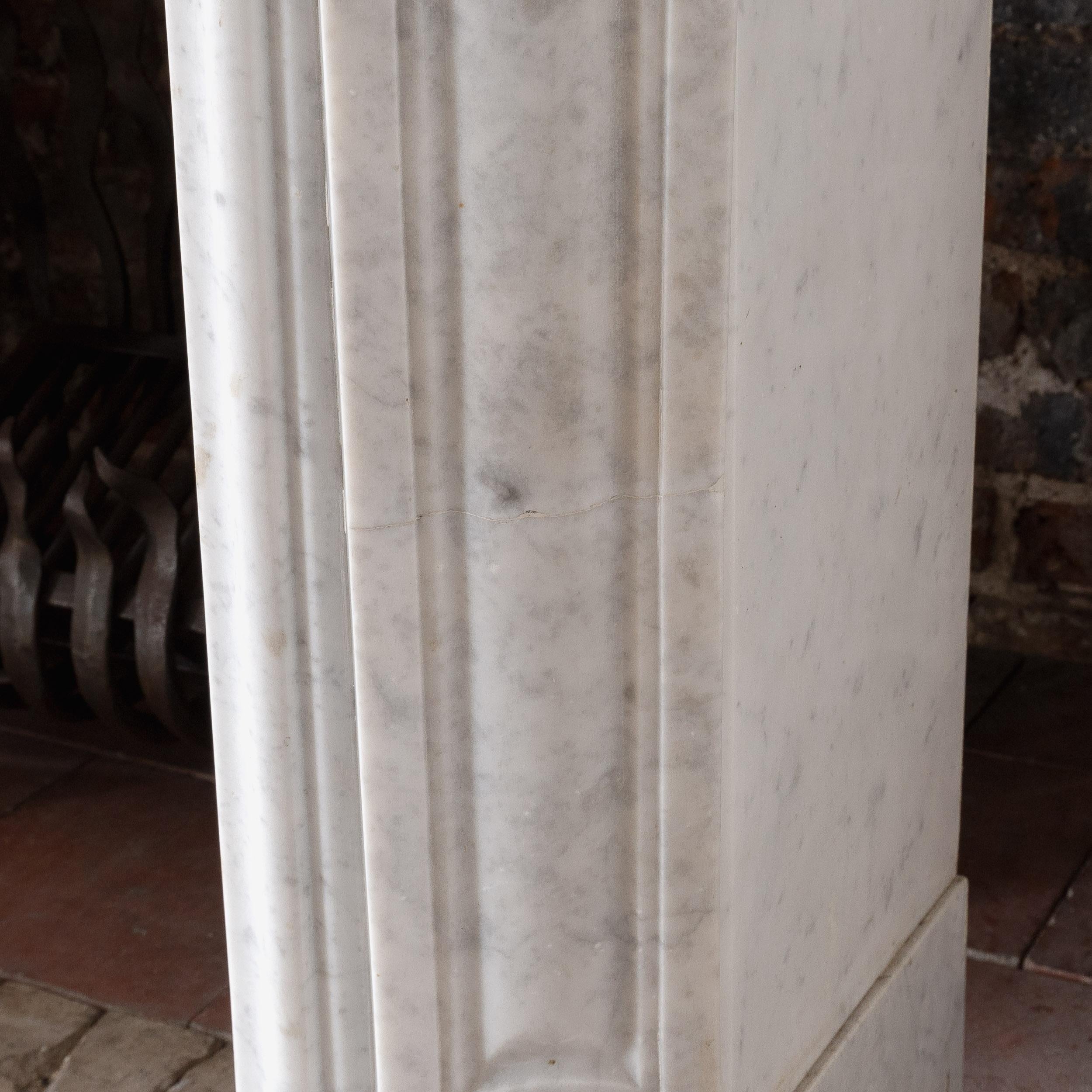 Small French Rococo Carrara Marble Fireplace For Sale 3