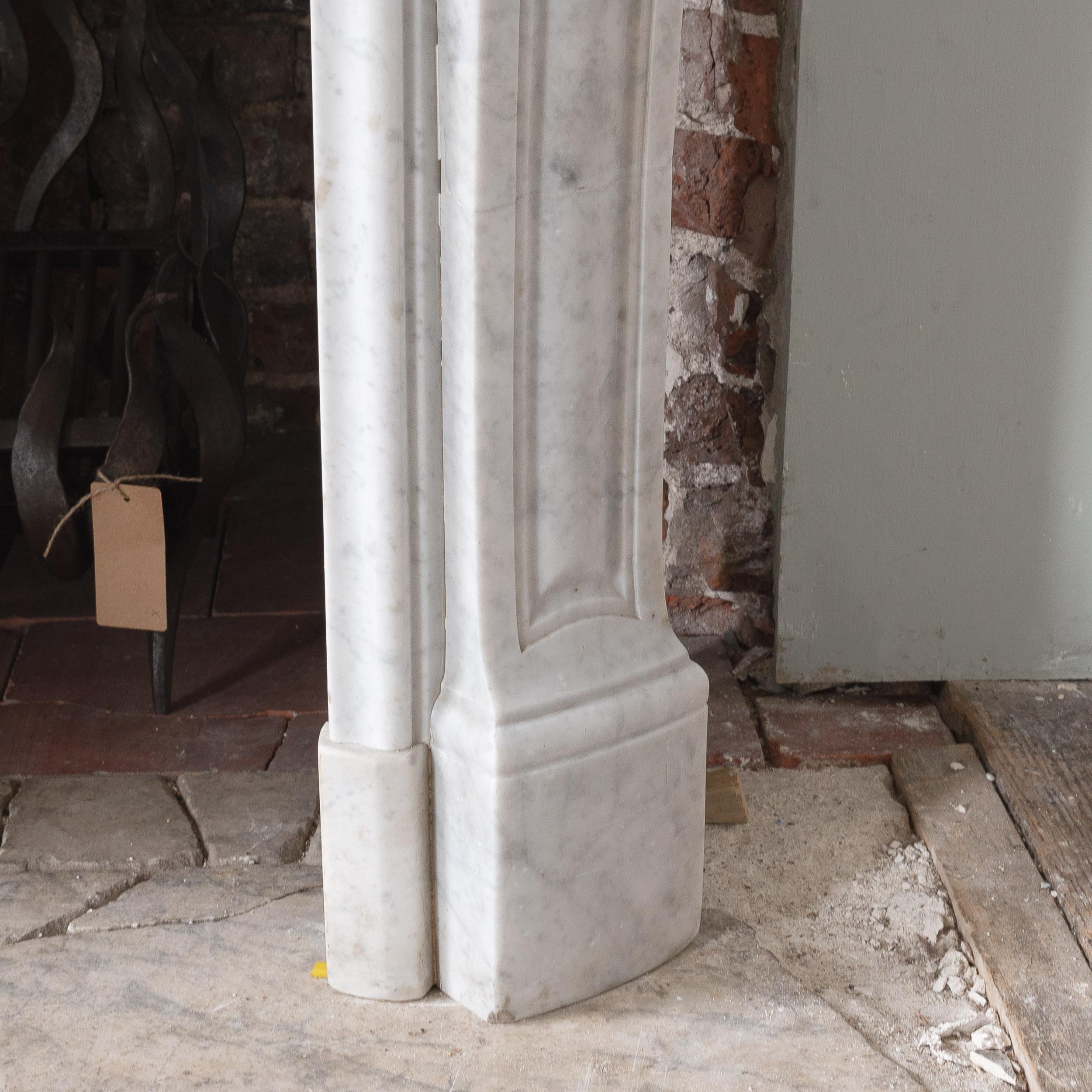 Small French Rococo Carrara Marble Fireplace For Sale 4