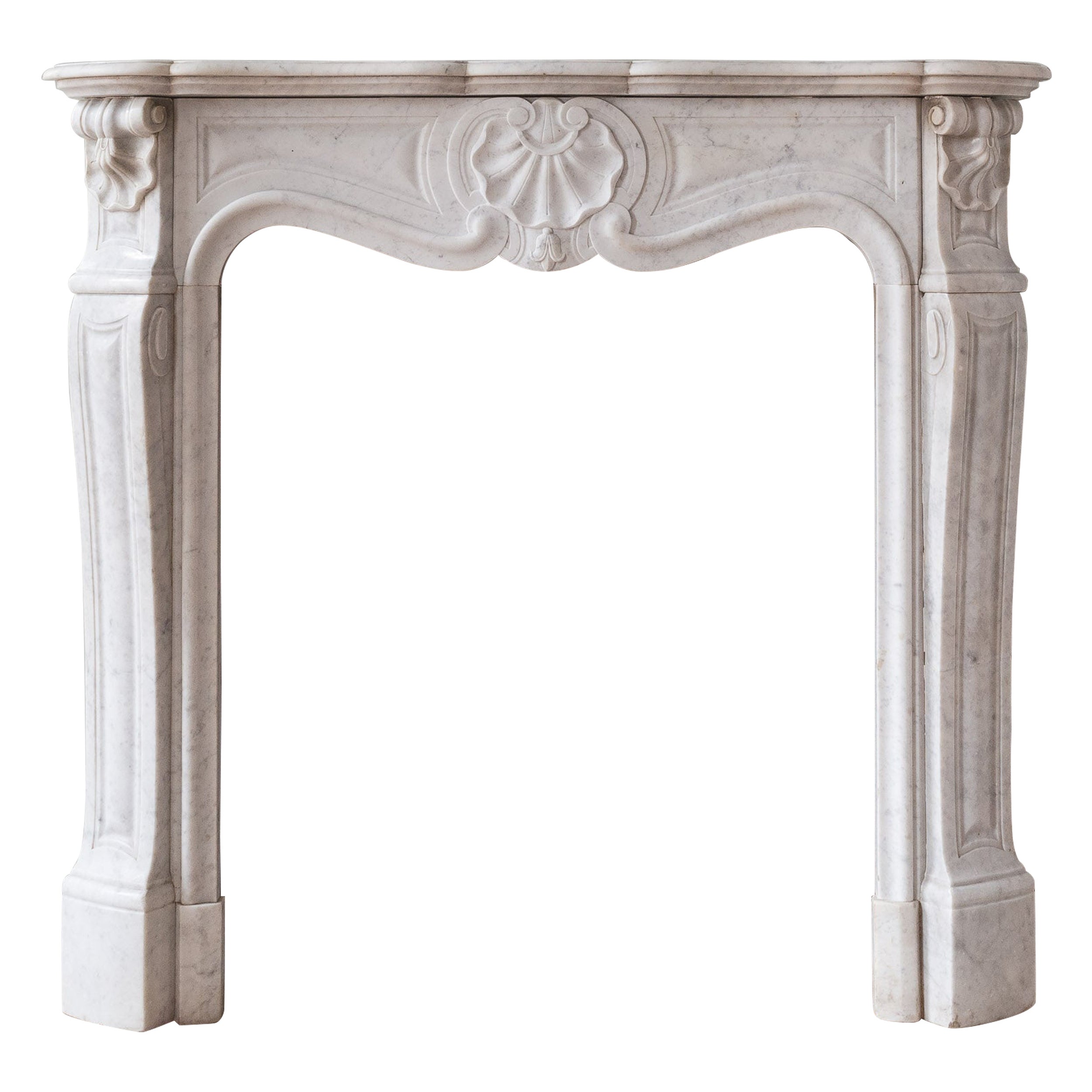 Small French Rococo Carrara Marble Fireplace