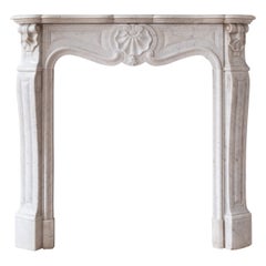 Antique Small French Rococo Carrara Marble Fireplace