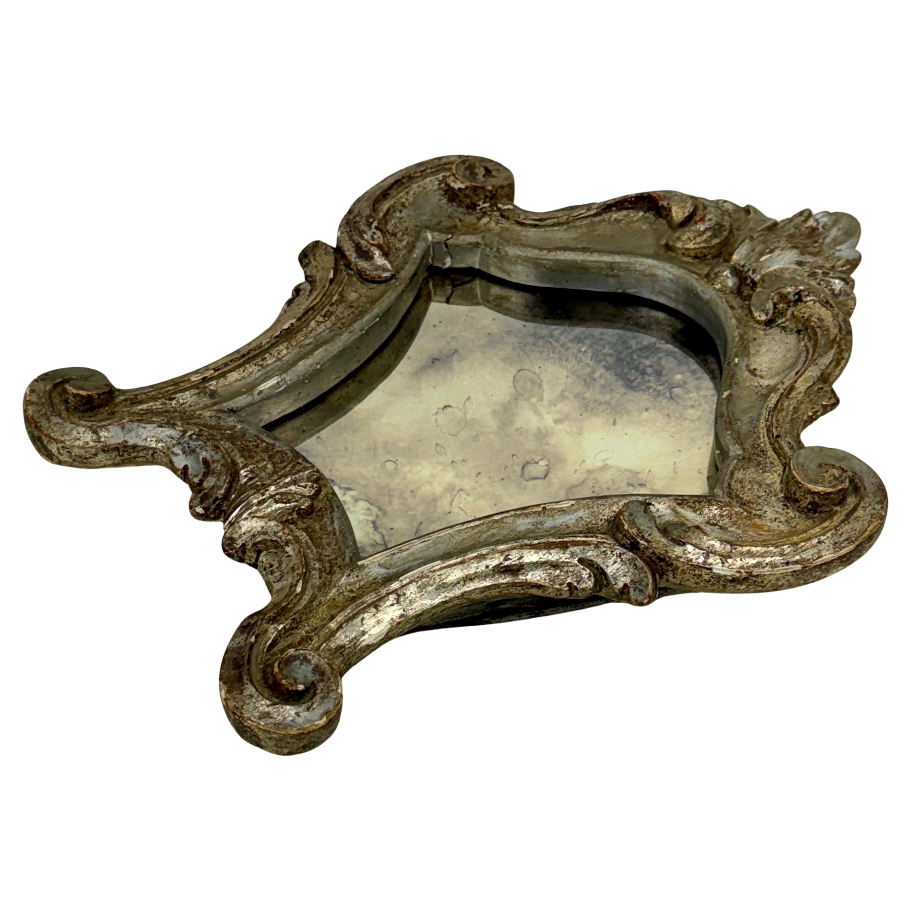 Small French Rococo Silver Gilt Wood Vanity Wall Mirror In Good Condition For Sale In Haddonfield, NJ