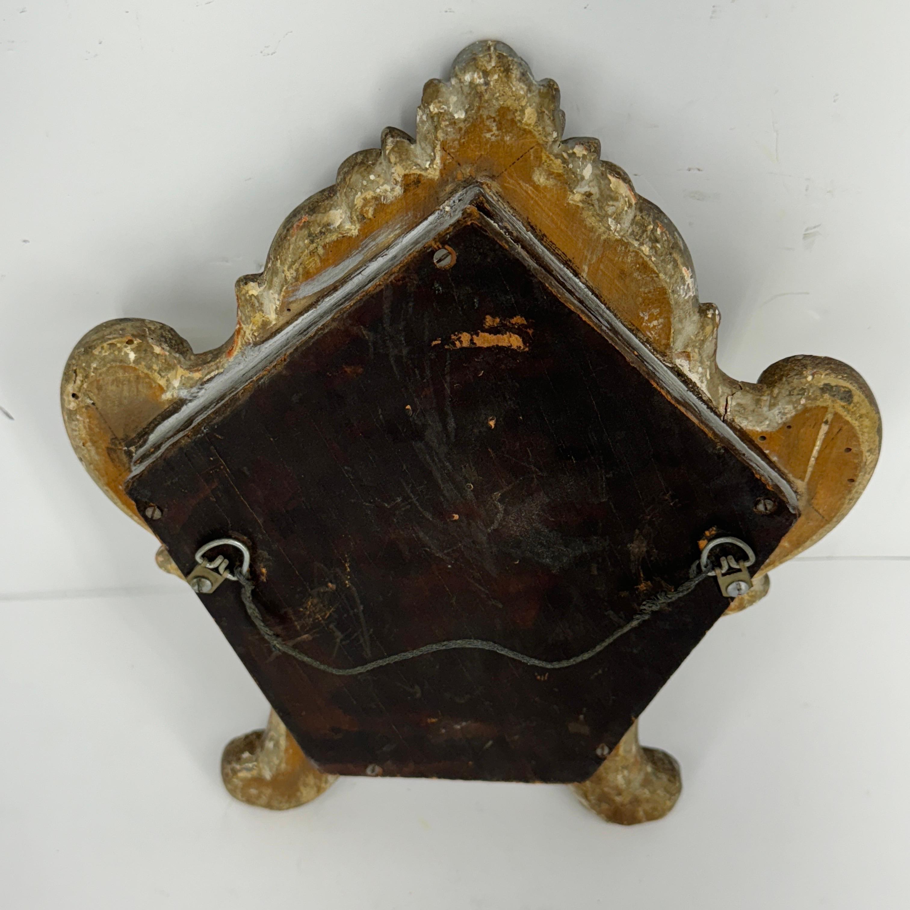 Small French Rococo Silver Gilt Wood Vanity Wall Mirror For Sale 3