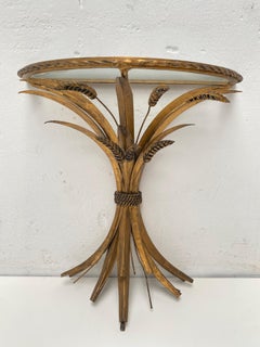 Small French "Sheaf of Wheat" Side/Console Table in Gilded metal