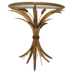 Small French "Sheaf of Wheat" Side/Console Table in Gilded metal