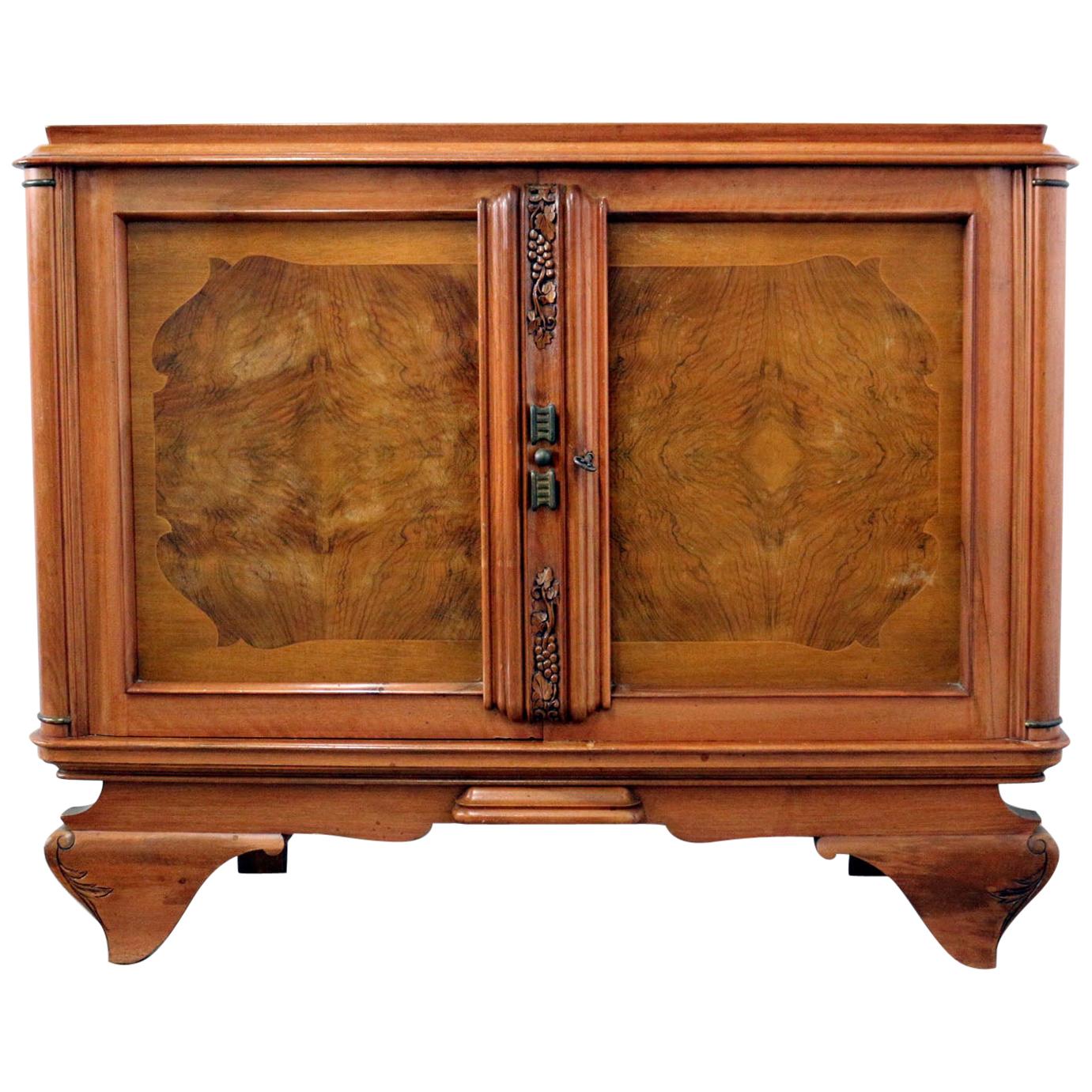 Small French Sideboard Credenza Buffet Walnut Midcentury