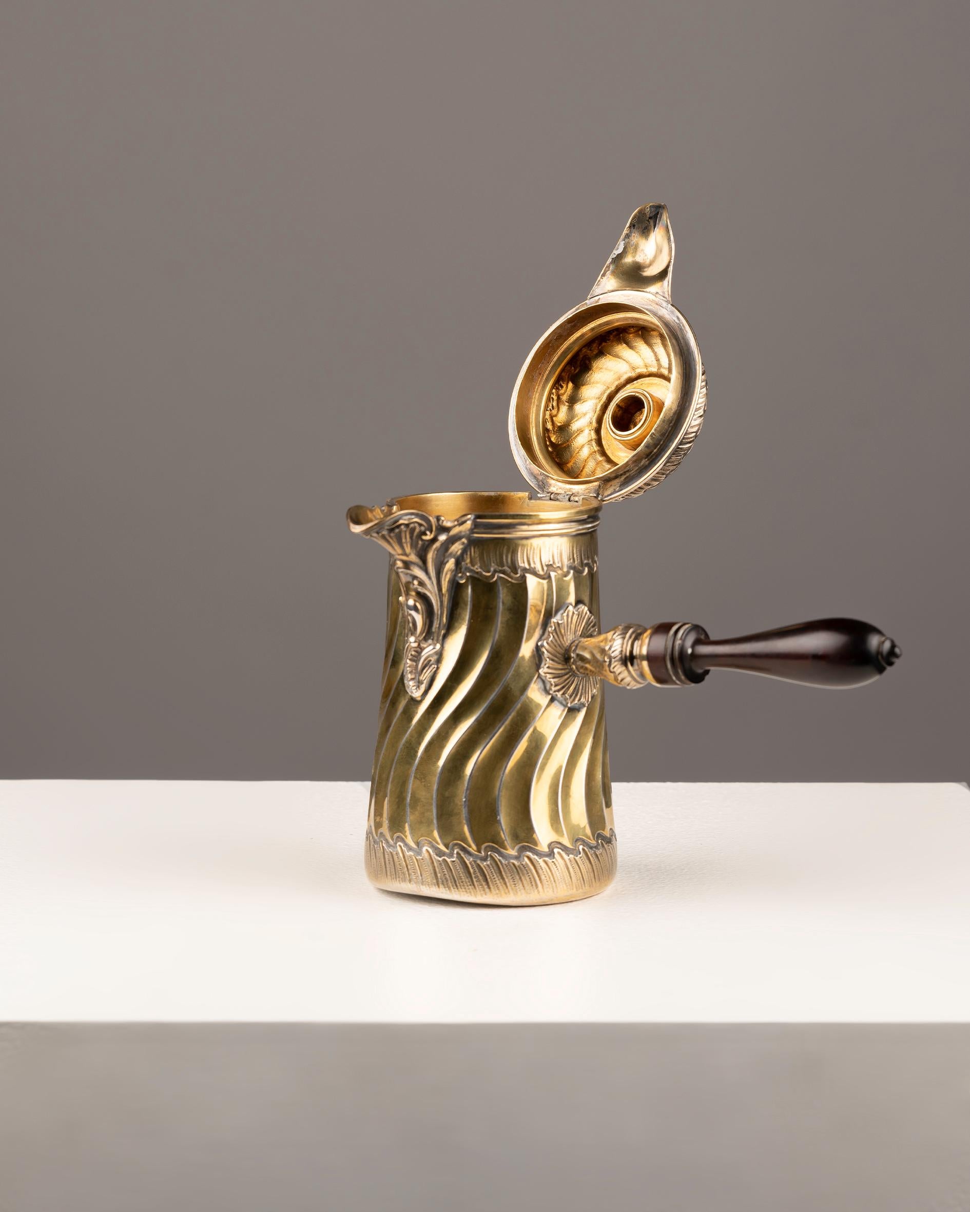 19th Century Small French Silver-Gilt Chocolate Pot by Boin-Taburet, 1880s For Sale