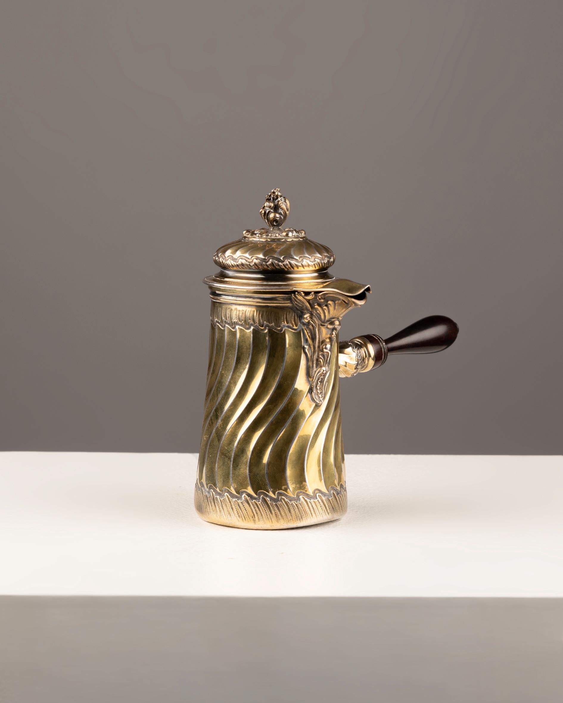 Petit pot à chocolat français en argent doré par Boin-Taburet, années 1880 Bon état - En vente à BARCELONA, ES
