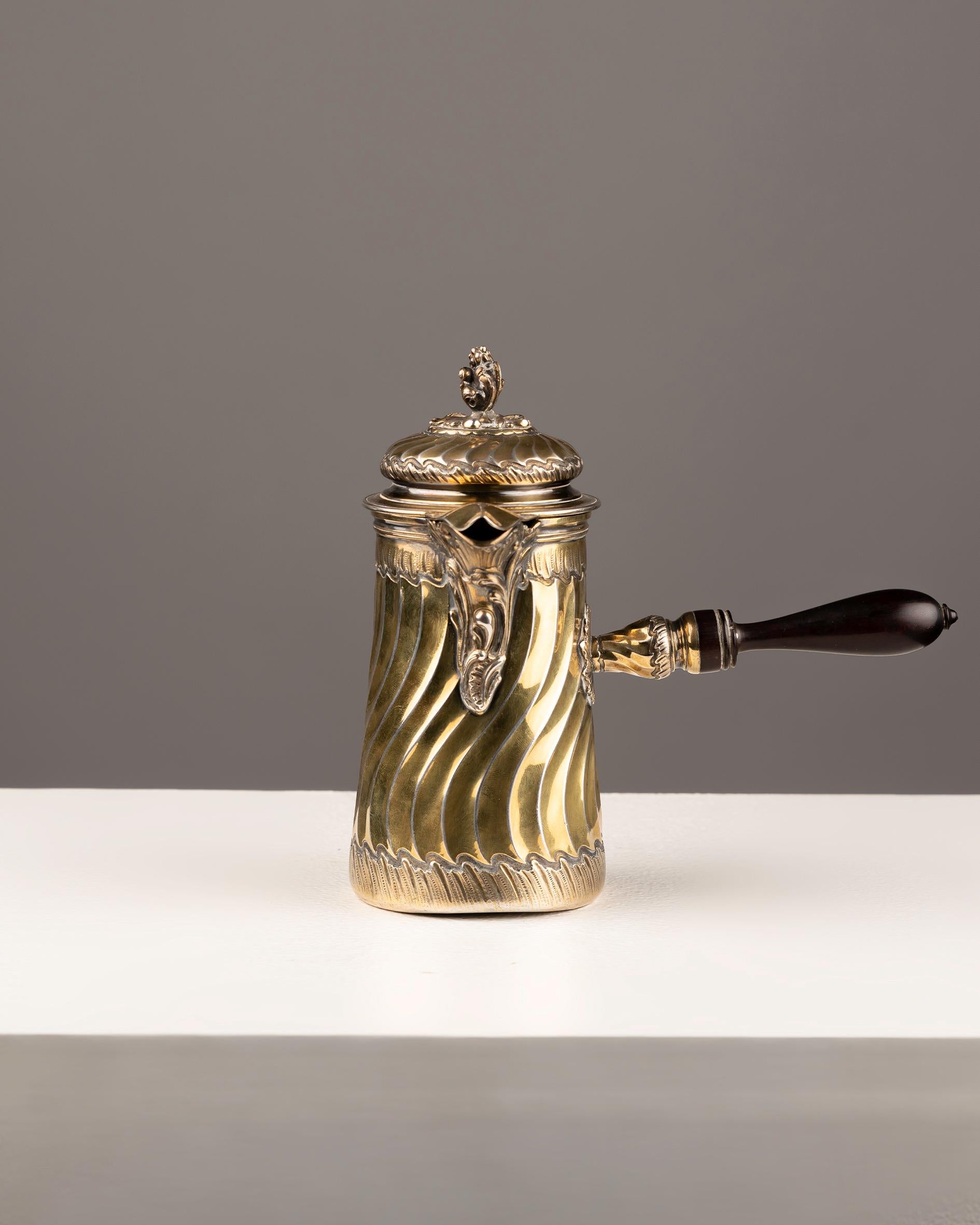 XIXe siècle Petit pot à chocolat français en argent doré par Boin-Taburet, années 1880 en vente